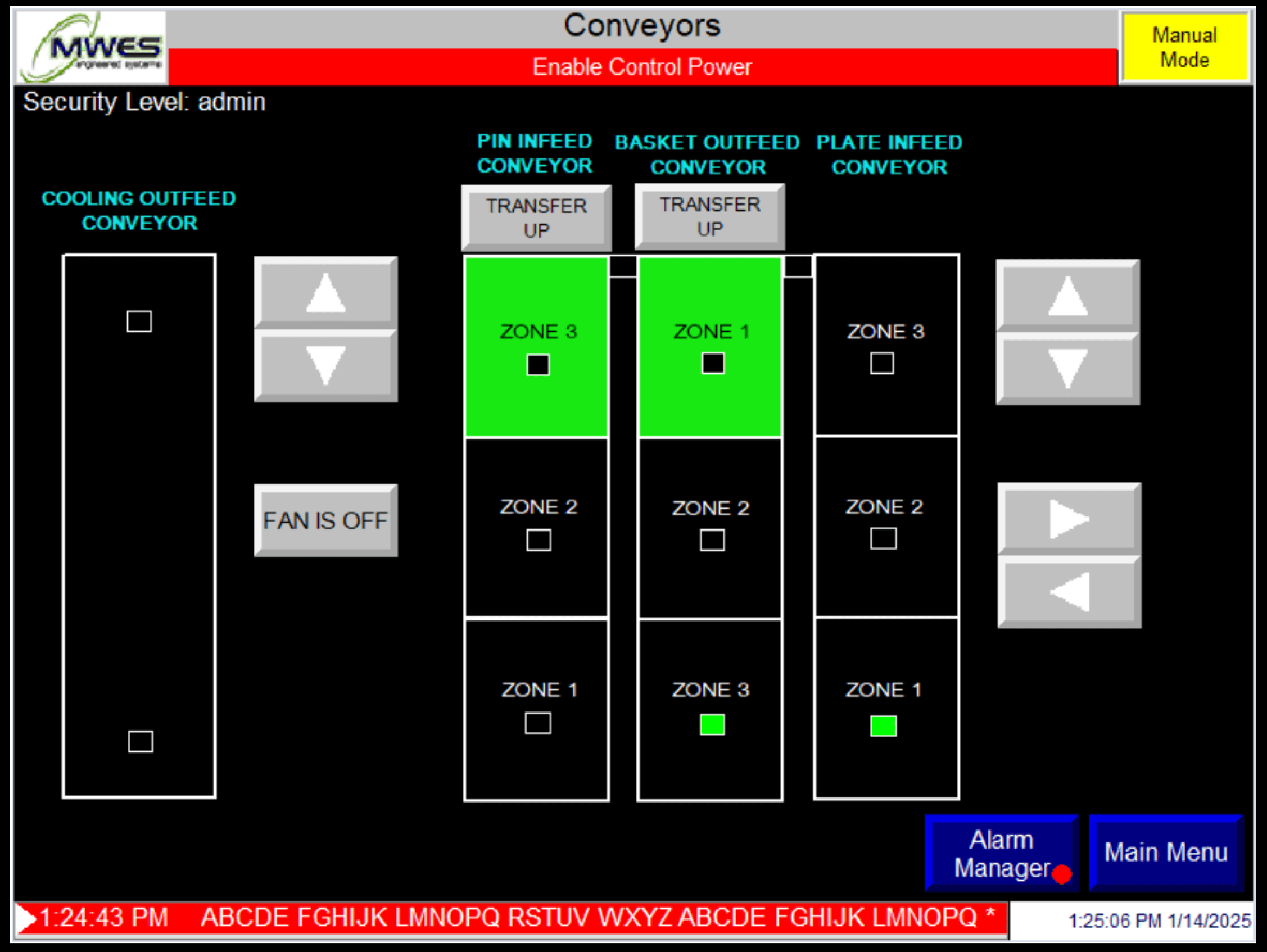 Conveyors control HMI