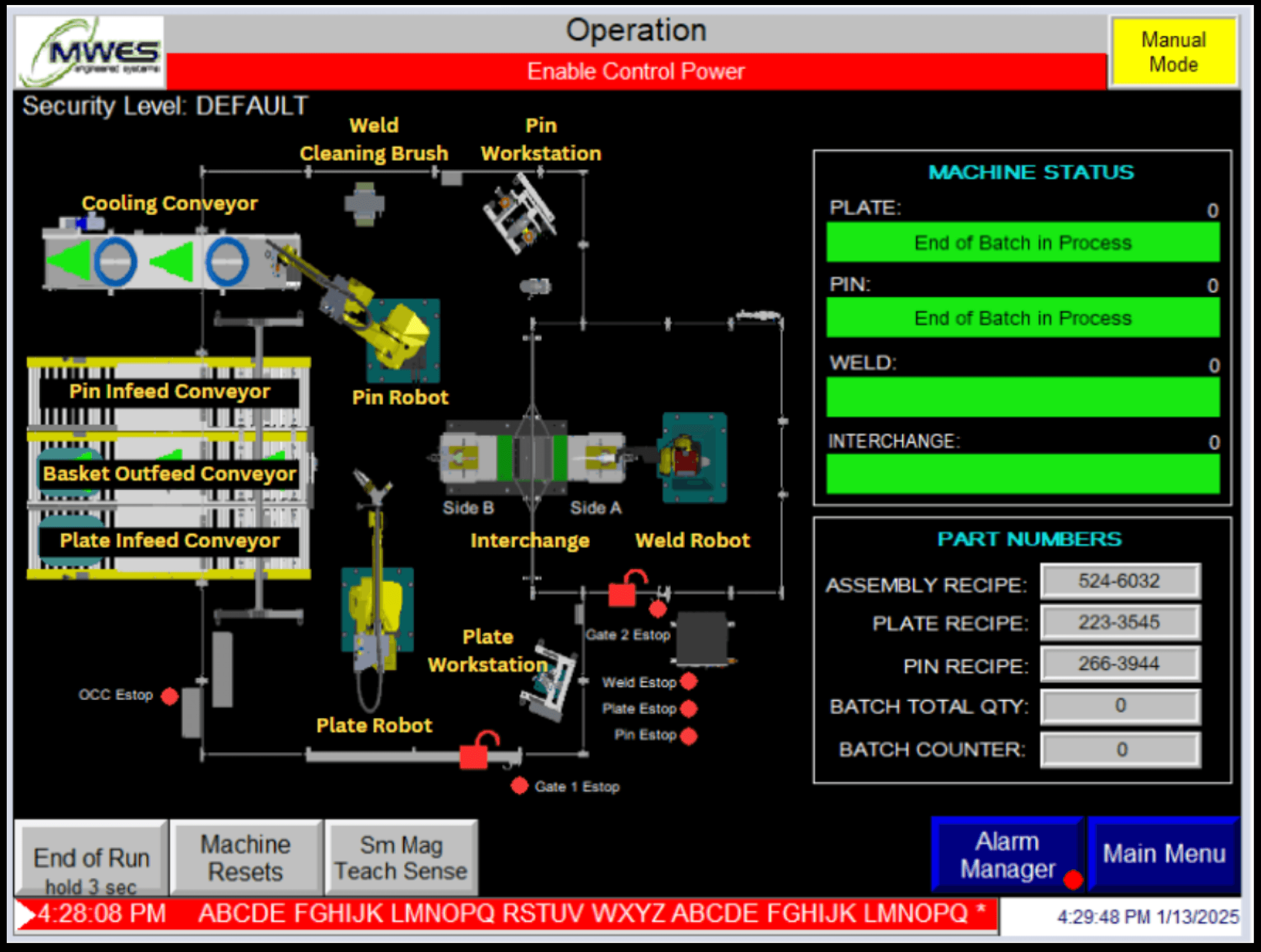 Flag Pin HMI overview screen