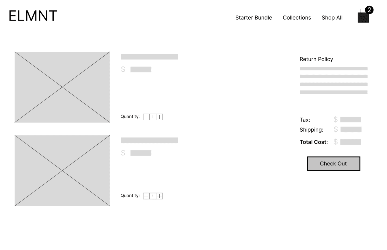 Checkout after usability study with clearer details