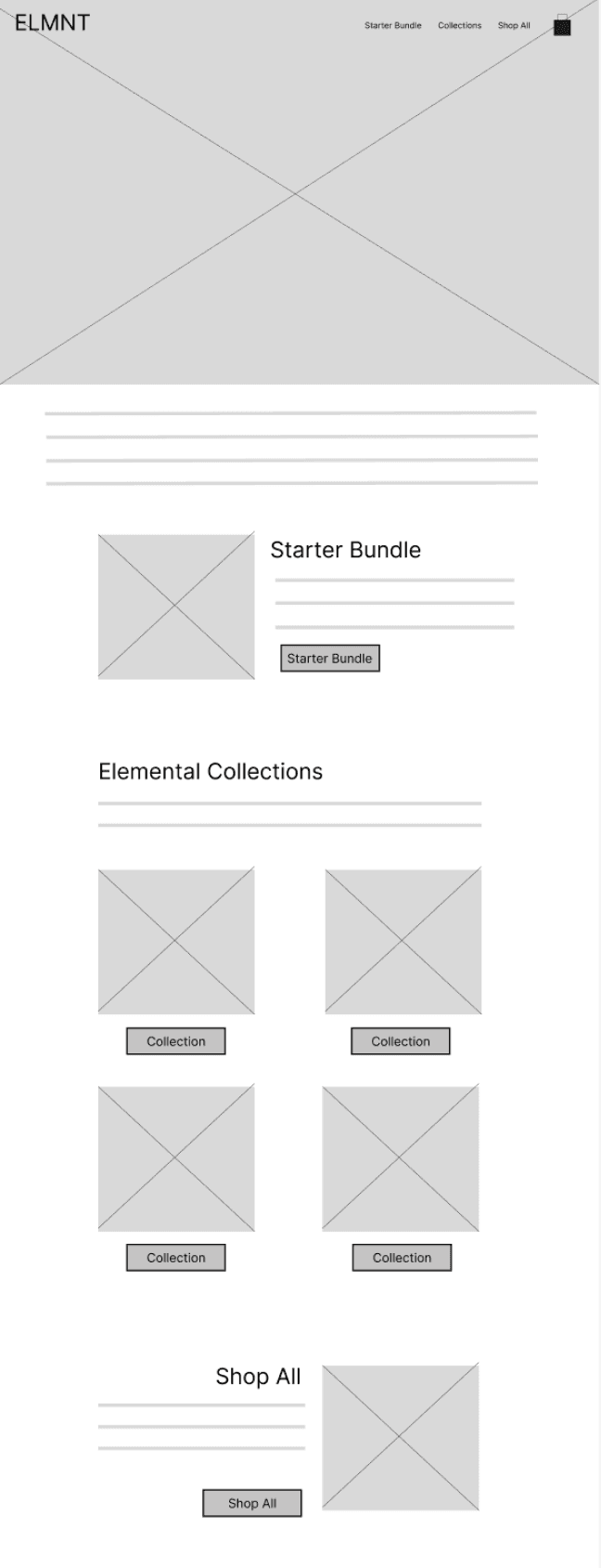 Homepage after usability study with collections grid