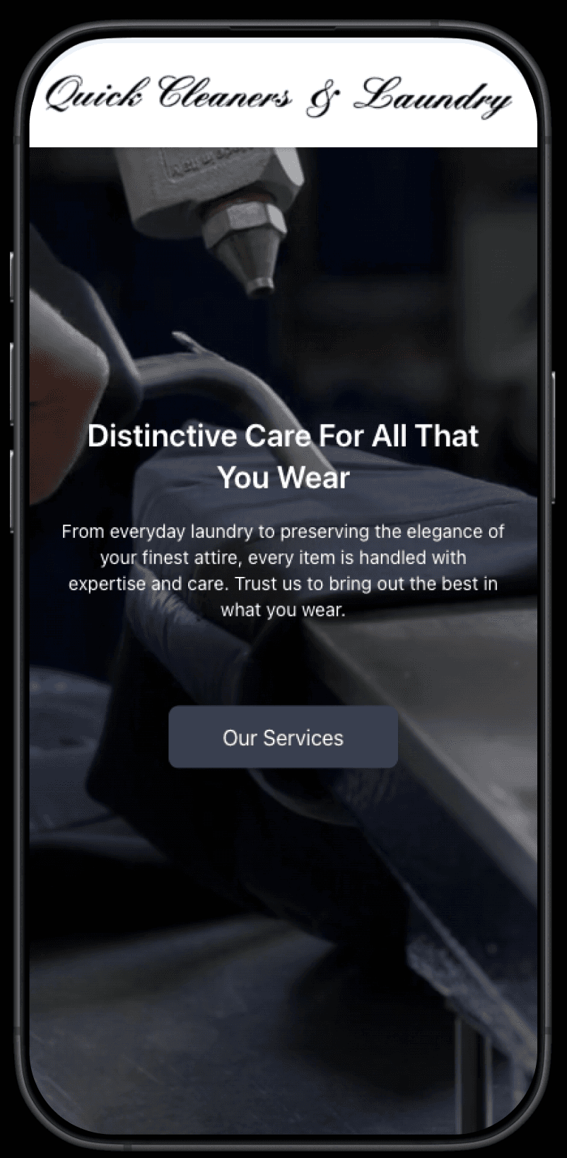 Quick Cleaners mobile hero