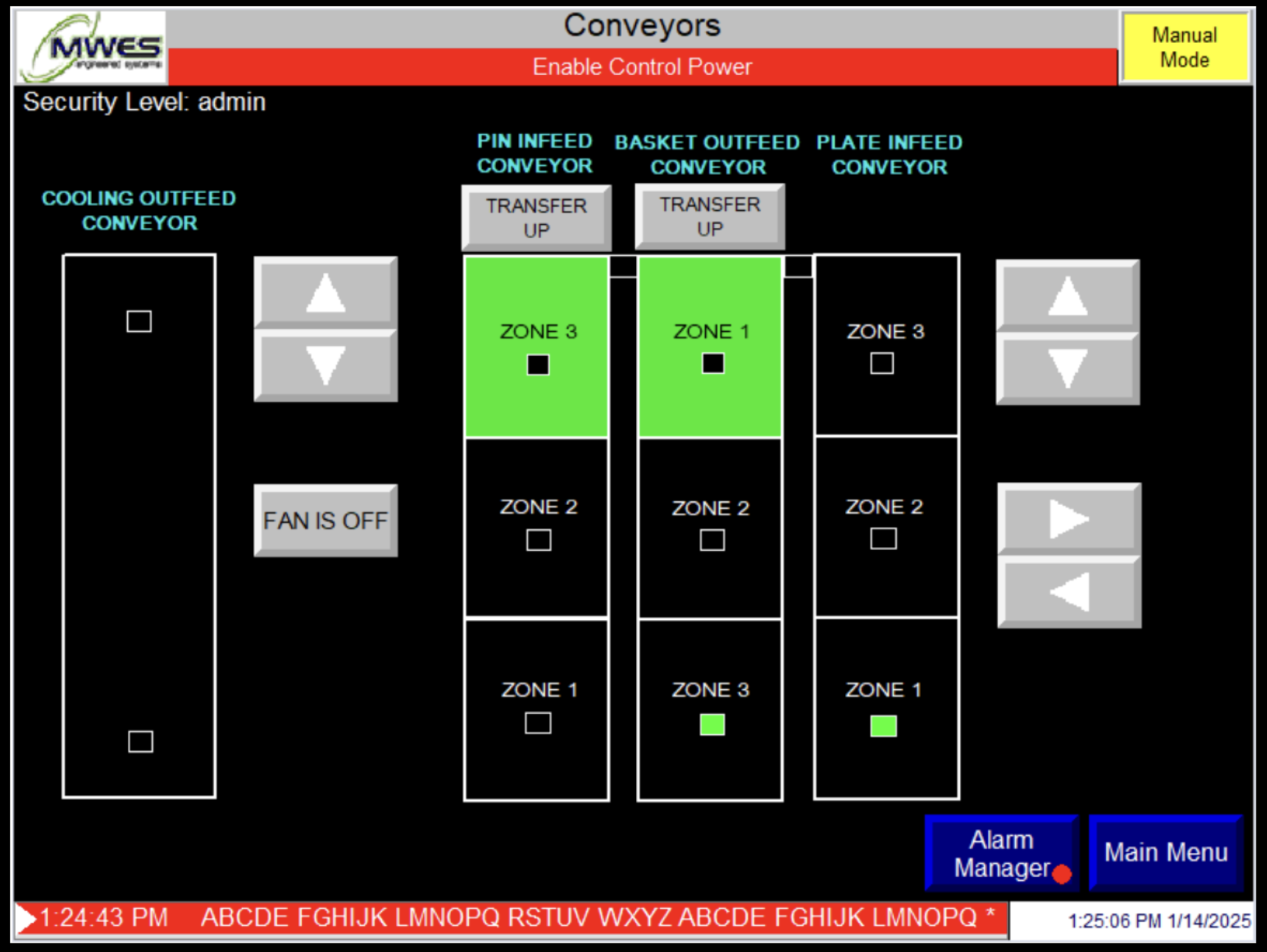 Conveyors control HMI