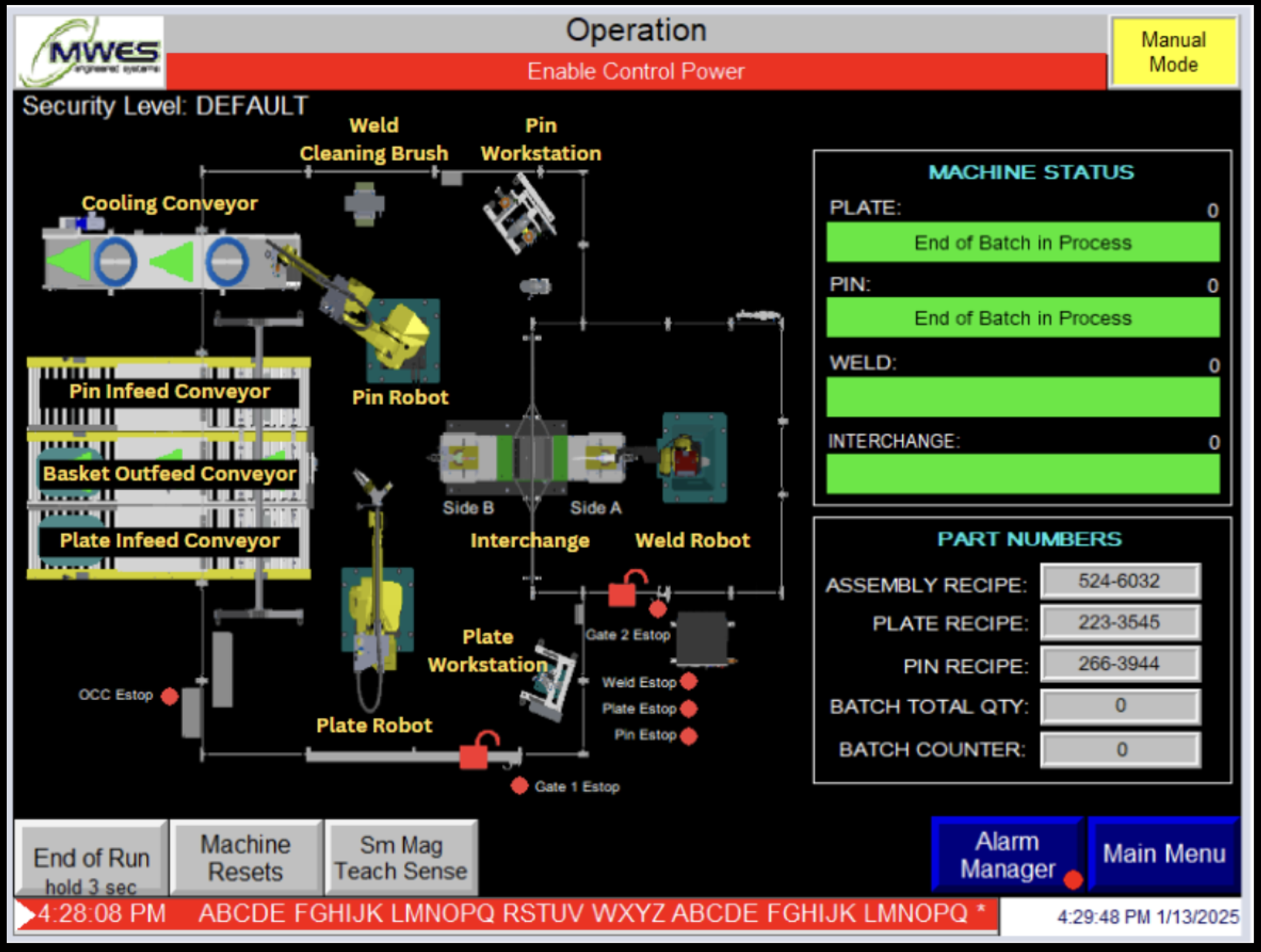 Flag Pin HMI overview screen