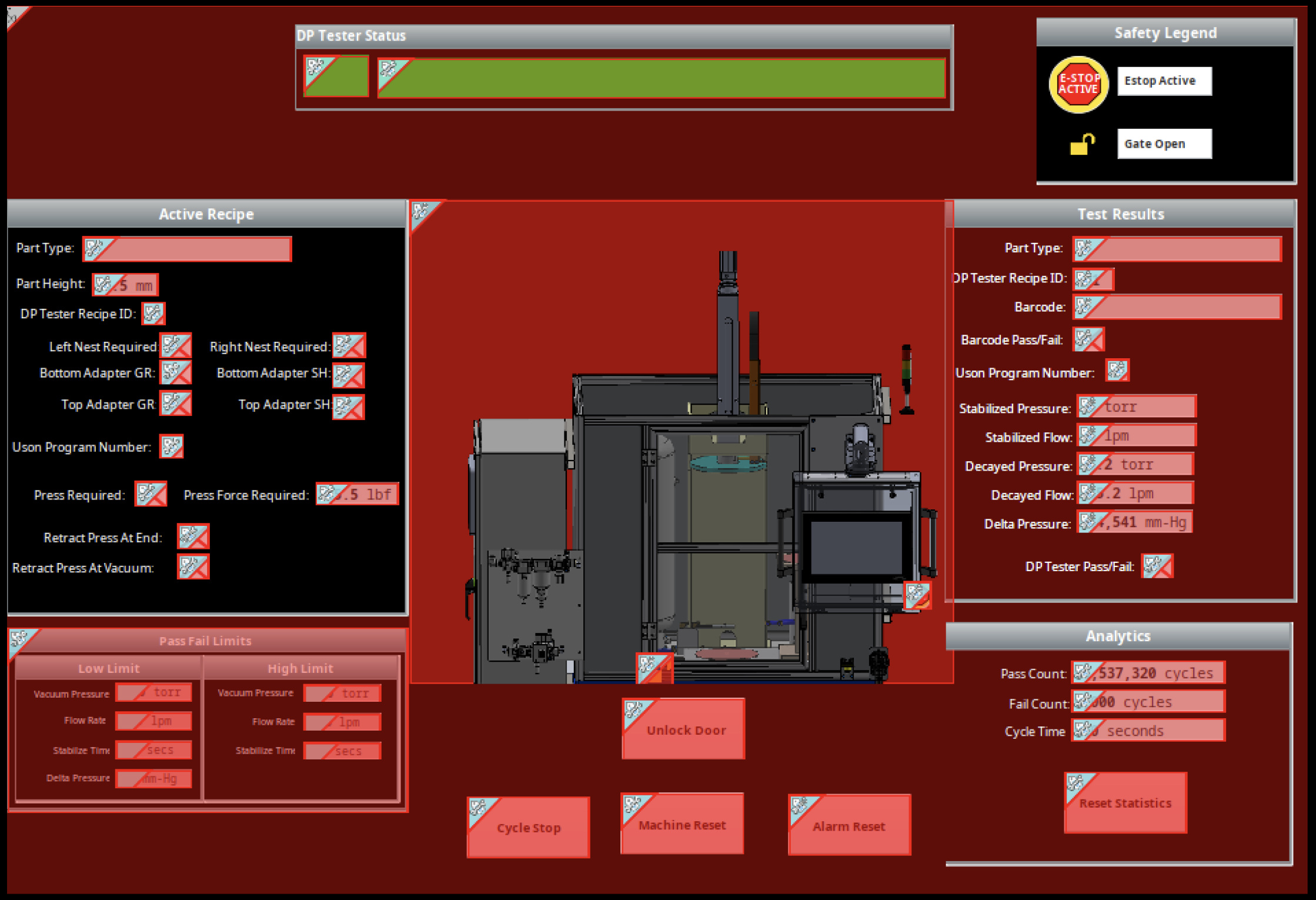HMI status screen