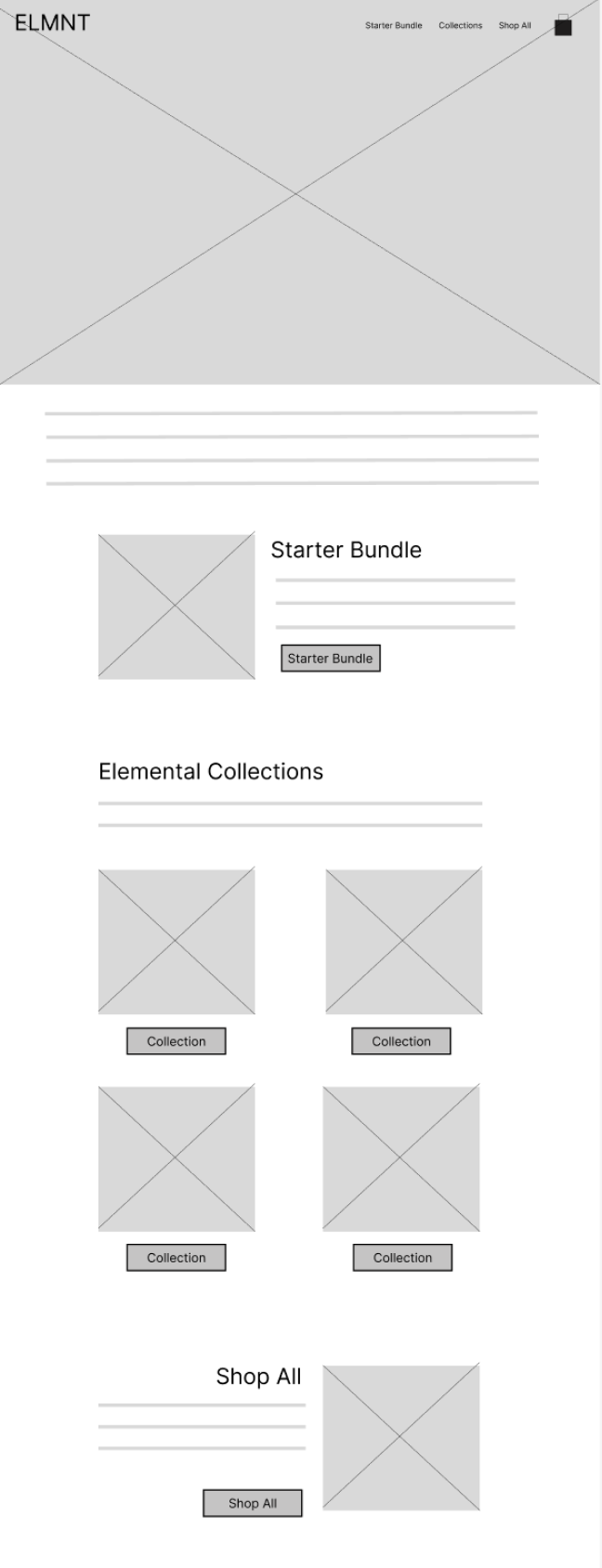 Homepage after usability study with collections grid